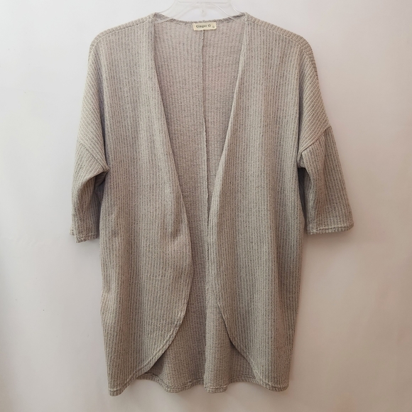 Ginger G Open Front Cardigan in Greige womens size large - Picture 13 of 13